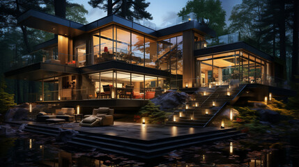 Fototapeta premium modern house in the night