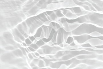 Fototapeta premium White water surface texture with ripples, splashes, and bubbles. Abstract summer banner background Water waves in sunlight with copy space cosmetic moisturizer micellar toner emulsion. White water.