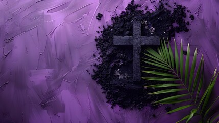 Post-Apocalyptic Cross and Purple Floral Backdrop