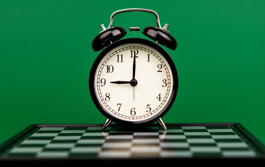 Alarm clock. High quality studio photography, time concept and working with time.