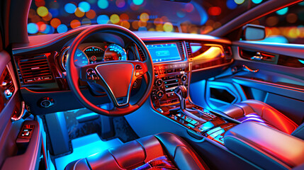 Interior of premium sedan car.
