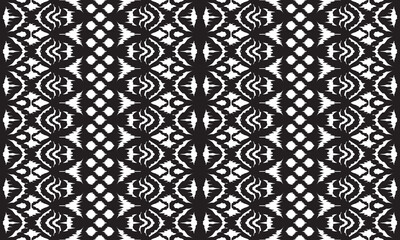 Hand drawn Ikat seamless pattern vector tie dyed shibori print with lines and stripes ink texture background