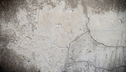 Cracked concrete wall texture, Cement background not painted in vintage style for graphic design or retro wallpaper; abstract grunge backgrounds and textures