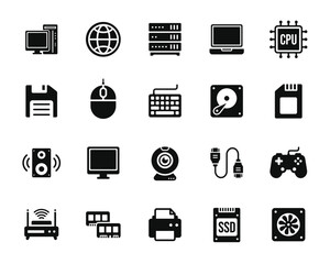 Computer icon set isolated on transparent background
