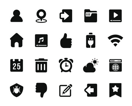 UI icon set for web and mobile isolated on transparent background