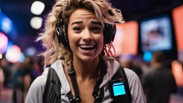  the exhaustion mixed with exhilaration on the face of a social media influencer after a marathon live streaming session