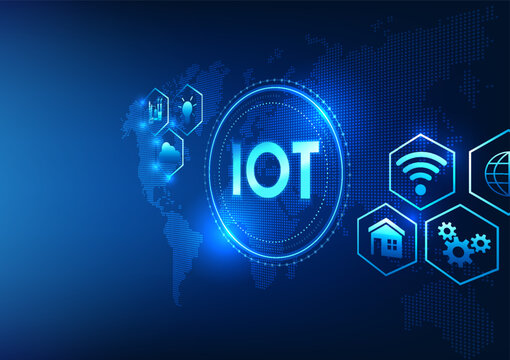 Internet of Things IoT technology lies in the technology circle. It provides real-time access to electronic devices as a system connected to the cloud and the internet. Vector technology illustration