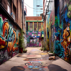 Fototapeta na wymiar Street graffiti on an urban alley. 