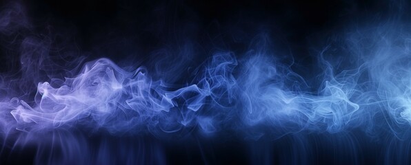 Blue flame intertwining against a deep black backdrop