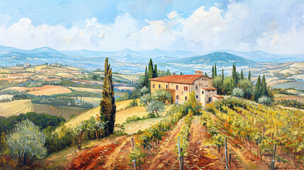 Fototapeta na wymiar Italian landscape of Tuscany.