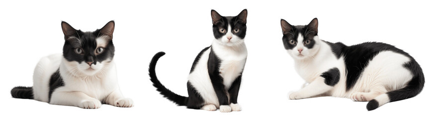 Obraz premium black and white cats isolated on transparent background