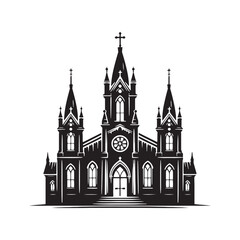Eerie Cathedral Silhouette Ensemble - Crafting an Ethereal Tale with Cathedral Illustration and Cathedral Vector
