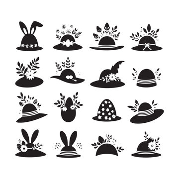 Easter Bonnet Silhouette Showcase - Unveiling the Whimsical Charm through Easter Bonnet Illustration - Easter Silhouette
