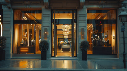 Exterior of exclusive luxurious boutique