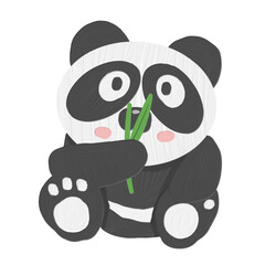 wildlife animal_panda_cute doodle with acrylic style 