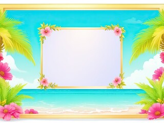 Fototapeta na wymiar Summertime realistic frame template in free vector format