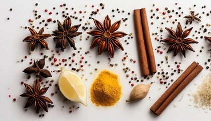 Fototapeta na wymiar five-spice ingredient on white background