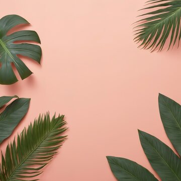 minimal background tropical plant composition