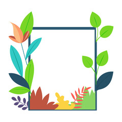 a square frame with colorful plants and leaves