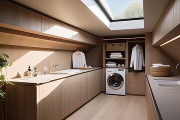 Stylish laundry room interior with modern design and appliances for a contemporary look