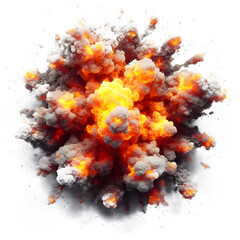 an explosion with fire and smoke isolated on transparent background AI Generated 