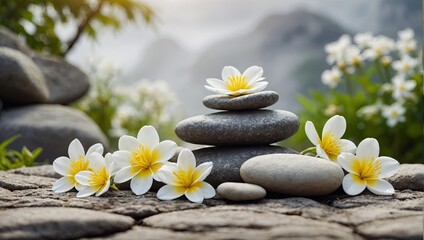 Rocks, Flowers, and Tranquil Backgrounds