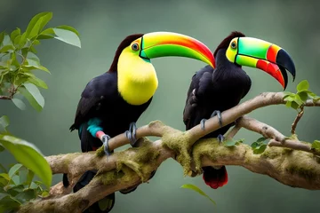 Küchenrückwand glas motiv toucan on a branch © farzana