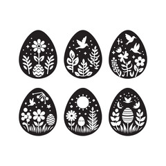 Dynamic Silhouette of Easter Egg Collection - Traversing the Joyous Realms through Easter Egg Vector - Easter Vector
