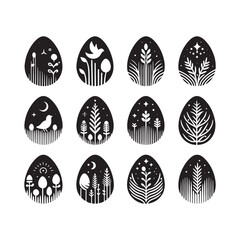 Easter Egg Silhouette Showcase - Unveiling the Playful Charm through Easter Egg Illustration - Silhouette of Easter Egg
