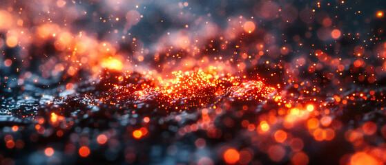 A magical fusion of light and dark, where sparks and bokeh blend into an abstract celebration of energy and motion