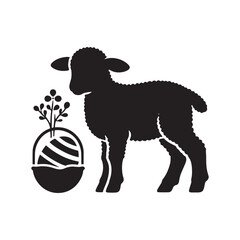 Easter Lamb Silhouette Spectacle - A Theatrical Display of Shadows and Festive Atmosphere with Easter Lamb Vector - Easter Vector
