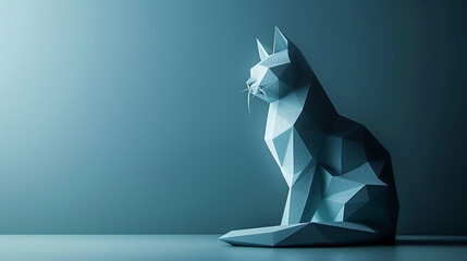 Minimalistic geometric shapes forming a sophisticated outline of a cat, providing a sleek and stylish visual appeal for those seeking contemporary design.