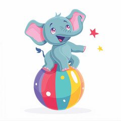 Elephant Balancing on Colorful Ball Cute Funny Anima