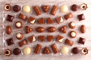 Assorted chocolate sweets and candies