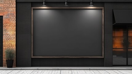 Fototapeta premium Black shop wall mockup. 3D mockup.