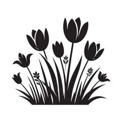 Dynamic Spring Flower Silhouette Collection - Traversing the Blooming Realms through Flower Vector - Silhouette of Flower Illustration
