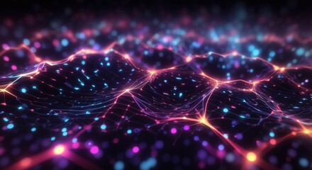 Digital background with glowing particles and lines