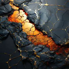 cracked black and gold marble background