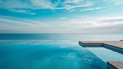 Azure escape a pools crisp lines draw the eye to the horizon beyond