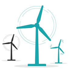 Wind turbine icon. Windmill silhouette. Simple icon