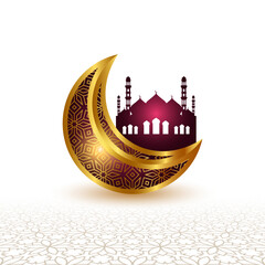 golden  ramadan or ramadhan  islamic mosque moon lamp design