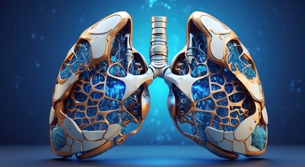Human anatomy lungs. Artificial intelligence concept - obrazy, fototapety, plakaty