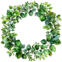 Fototapeta premium Floral Frame Circle, Botanical Spring Theme Watercolor Design