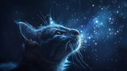 Whimsical cat constellation, a celestial masterpiece in the night sky.