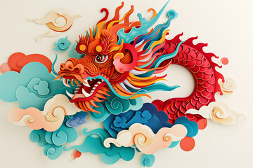 Fototapeta na wymiar Art of a red and white dragon