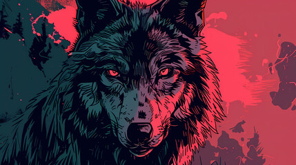 alpha wolf art illustration background