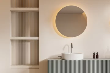 Fototapeten Beige bathroom interior with sink © ImageFlow