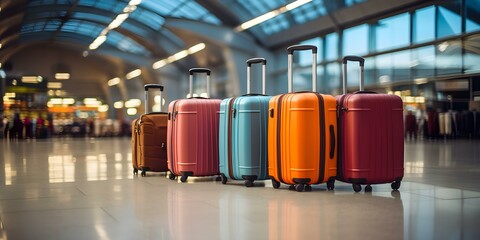 Ready for Adventure: Luggage in a Modern Airport Terminal. Concept Travel Photography, Airport Scenes, Luggage Style, Modern Architecture, Adventure Ready