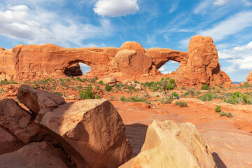South and North Window Arch in Arches NP in Utah