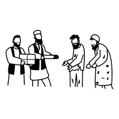 Person Donating on Azaadi vector design, yaum-e-pakistan Symbol, Islamic republic or resolution day Sign, 23 March national holiday stock illustration, Giving Gifts and Cloth to Various People concept